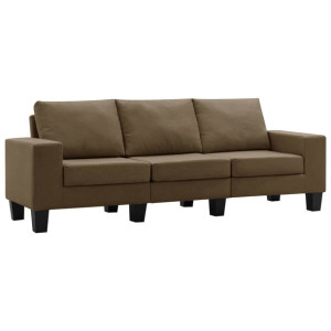 3-osobowa sofa, brązowa, tapicerowana tkaniną