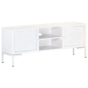 Szafka pod TV, biała, 115x30x46 cm, lite drewno mango