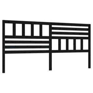 Wezgłowie łóżka, czarne, 206x4x100 cm, lite drewno sosnowe