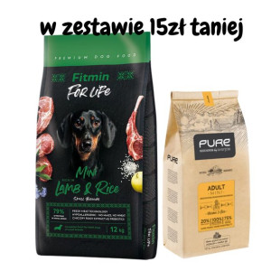 FITMIN For Life Lamb & Rice Mini 12kg + PURE Brave mini 2kg