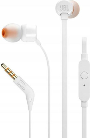 Słuchawki douszne dokanałowe JBL T110 Białe