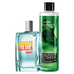 Avon Zestaw Perfumy Individual Blue Sunset 100ml i Żel