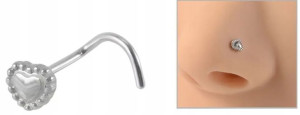 Kolczyk do nosa Serce, Serduszko piercing NOSTRIL