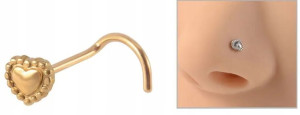 Kolczyk do nosa Serce, Serduszko piercing NOSTRIL