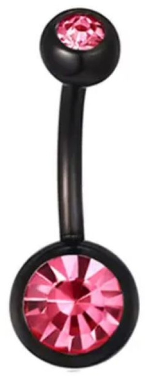 Czarny Kolczyk Do Pępka Cyrkonia, Kuleczki Ss316l