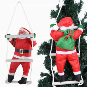 Ozdoba Święty Mikołaj Wchodzący Po Drabinie 60cm