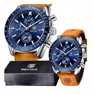 ZEGAREK MĘSKI KLASYCZNY benyar chronograf +pudełko