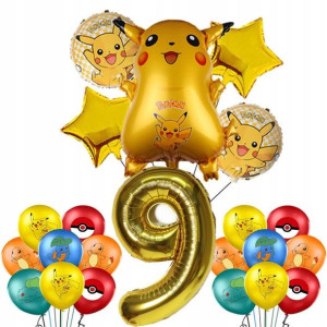 Zestaw Balonów Na 1-9 Urodzin Pokemon 22szt