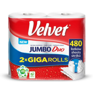Ręcznik VELVET JUMBO Duo 2x240 listków 50m 2 warstwy 100%celuloza