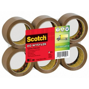 Taśma pakowa Scotch 371 opakowanie 6 sztuk Hot-melt brązowa 50x66m