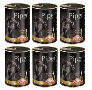 Piper z serca z kurczaka i ryżem brązowym 6 x 400 g- mokra karma dla psów d