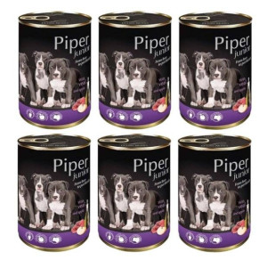Piper junior z cielęciną i jabłkiem 6 x 400 g - mokra karma dla szczeniąt,