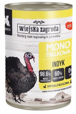 Wiejska Zagroda, Indyk dla kociąt 400g - mokra karma dla kociąt, 400g