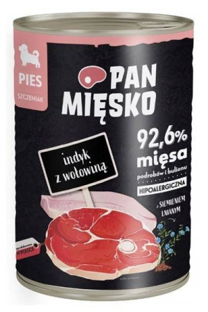 Pan Mięsko, Indyk z wołowiną dla szczeniąt 400g - mokra karma dla szczeniąt