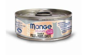 MONGE Delicate Cat Kurczak z ziemniakami i marchwią, 80 g - mokra krama dla