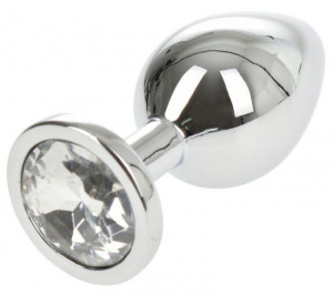 Anal Plug Metallic Buttplug Large Silver/Clear Pas 32-0028
