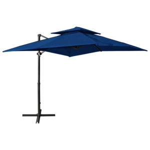 Parasol wiszący z podwójną czaszą, 250x250 cm, lazurowy