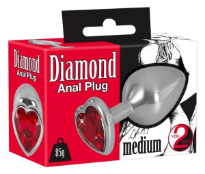 Ozdobny korek analny z sercem kryształek plug 8cm