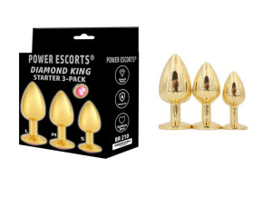 Diamond king 3 - gold plug 3 pack set pink stone