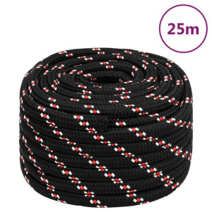 Linka żeglarska, czarna, 20 mm, 25 m, polipropylen