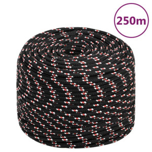 Linka żeglarska, czarna, 8 mm, 250 m, polipropylen