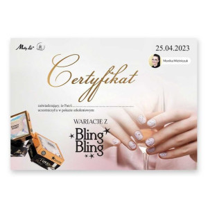 Certyfikat ze szkolenia online Wariacje z BlingBling by Monika Mielniczuk w
