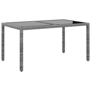 Stół ogrodowy, 150x90x75 cm, szkło i rattan PE, szary
