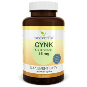 Cynk cytrynian 15 mg 180 kapsułek Medverita