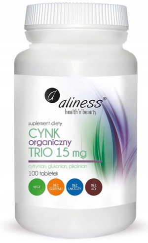 Cynk Organiczny Trio 15mg 100 tabletek Aliness