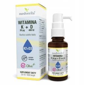 Witamina K2 + D3 400IU krople 30 ml Medverita