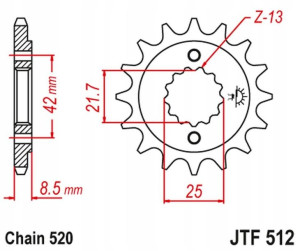 Jt Zębatka Przednia 525 14 Kawasaki Zxr 400, Kle 5