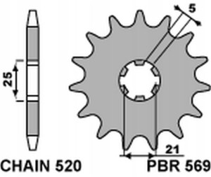Pbr Zębatka Przednia 569 15 Kawasaki Kx 250 '87-'9