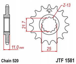 Jt Zębatka Przednia 566m 14 Yamaha Yzf R6 '99-20',