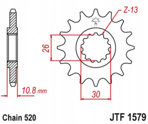 Jt Zębatka Przednia 579m 15 Yamaha Yzf R1 '98-21',