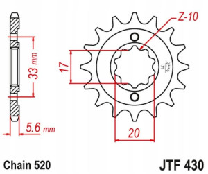 Jt Zębatka Przednia 430 15 Kawasaki Kxf 250 '04-'0