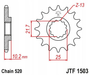 Jt Zębatka Przednia 2061 13 Kawasaki Ksf 250 '87-'