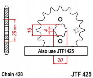 Jt Zębatka Przednia 425 16 Suzuki Ts 125r '90-'96,