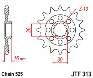 Jt Zębatka Przednia 344 16 Honda Vfr 750 R '88-92'