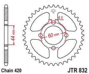 Jt Zębatka Tylna 832 42 Yamaha Dt 50m '78-82, Dt 5