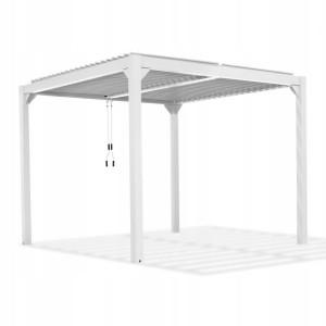 Pergola tarasowa biała ALU dach otwierany 4x4m PRO