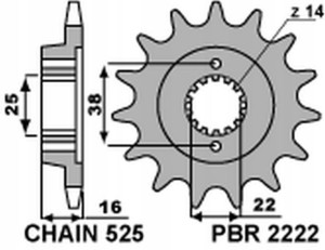 Pbr Zębatka Przednia 2222 14 18nc Ducati 796 10-12
