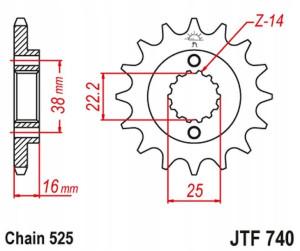 Jt Zębatka Przednia 2050 15 Z Gumą Ducati 796/916/
