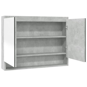 Szafka łazienkowa z lustrem, 80x15x60 cm, MDF, szarość betonu