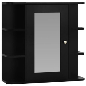 Szafka łazienkowa z lustrem, czarna, 66x17x63 cm, MDF