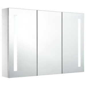 Szafka łazienkowa z lustrem i LED, 89 x 14 x 62 cm