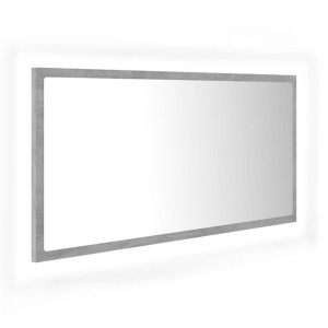 Lustro łazienkowe z LED, szarość betonu, 90x8,5x37 cm, płyta