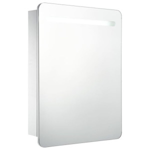 Szafka łazienkowa z lustrem i LED, 60 x 11 x 80 cm