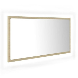 Lustro łazienkowe z LED, kolor dąb sonoma, 90x8,5x37 cm, płyta