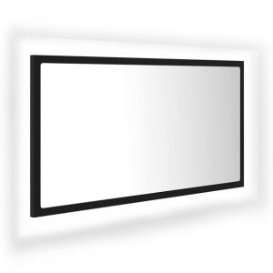 Lustro łazienkowe LED, czarne, 80x8,5x37 cm, płyta wiórowa