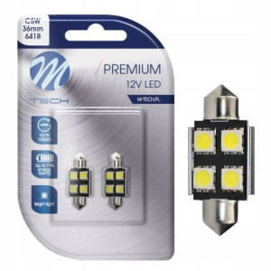 C5w Led Żarówka 6418 Rurka 36mm Canbus 12v Biała